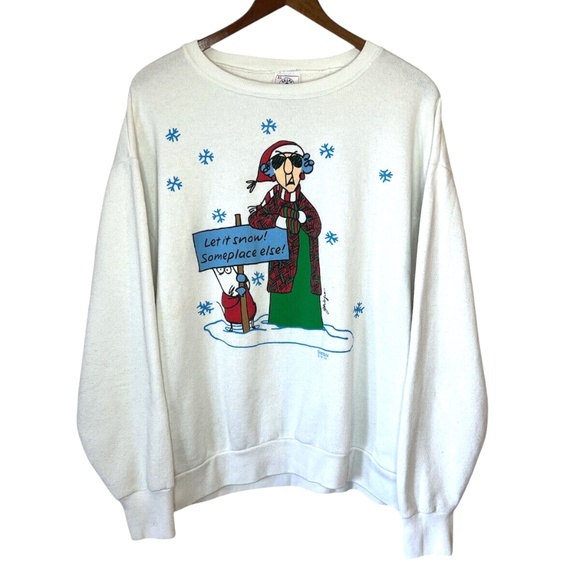 Vintage Let It Snow! Someplace Else! Grandma Winter Snow Sweatshirt XL - Picture 1 of 7
